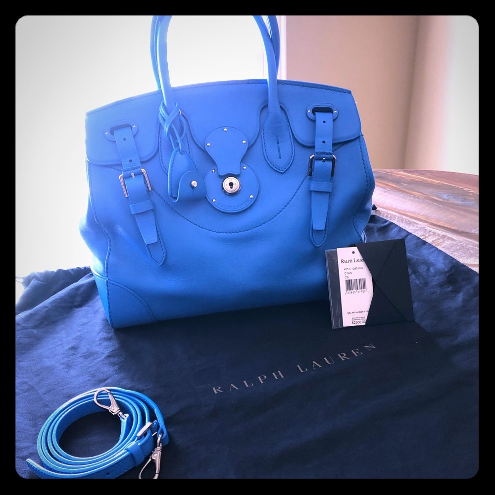 Ralph Lauren Napa Leather Soft Ricky Bag in Cyan